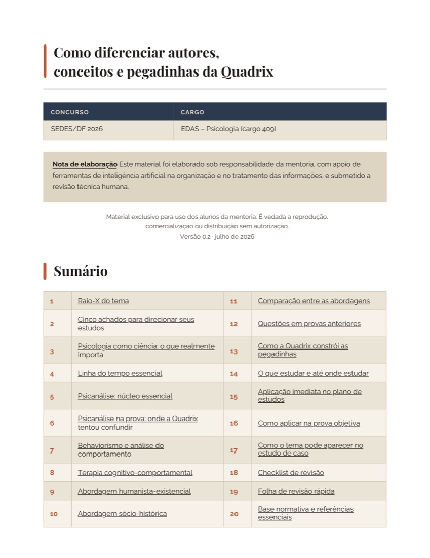 Sumário do guia Raio-X da Quadrix